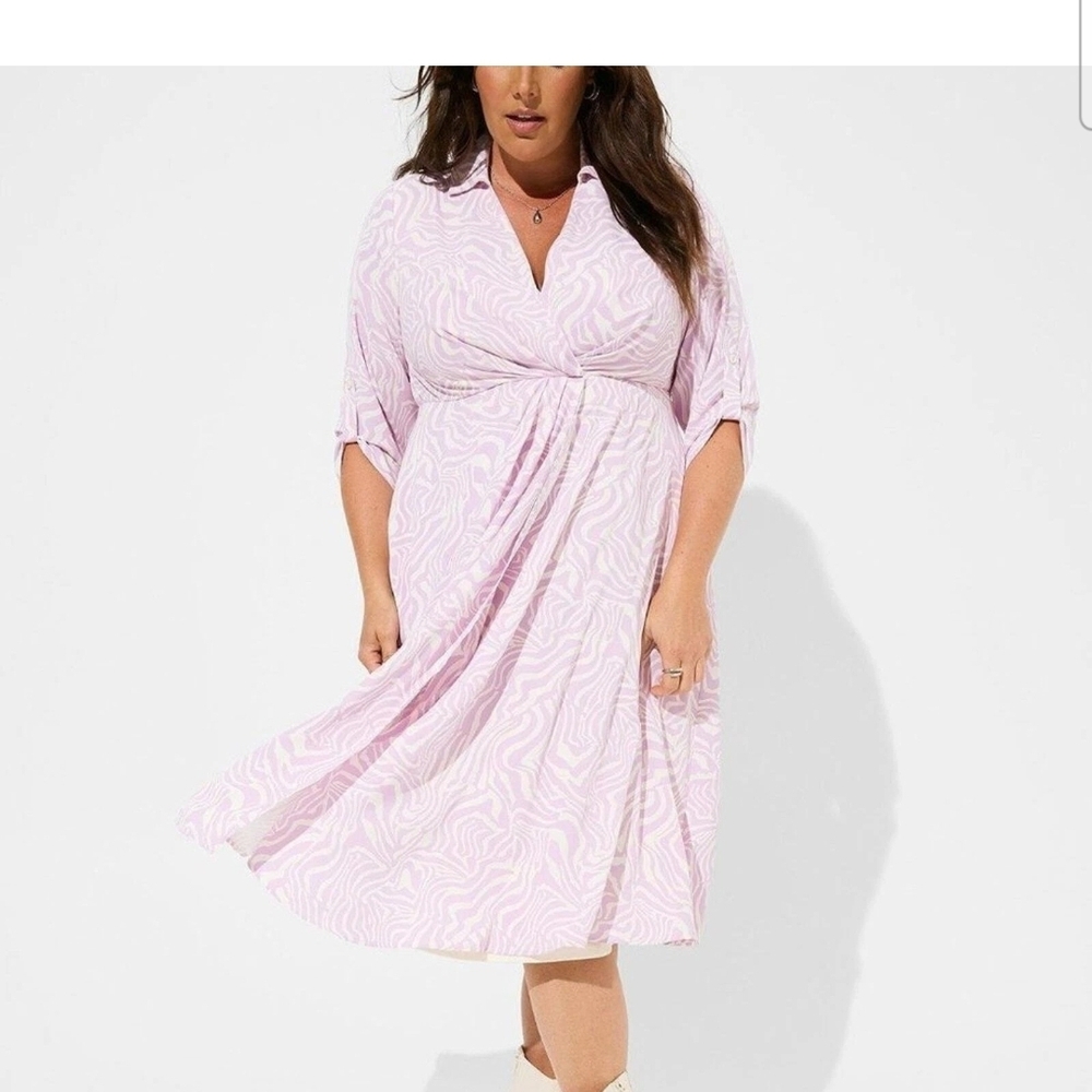 torrid Pale Pink Zebra-Print Midi Dress 3x Size 3 Plus Size